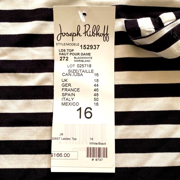 JOSEPH RIBKOFF LACE DETAIL🖤BLACK & WHITE🤍STRIPED WOMEN TOP PLUS SIZE 16🌟NWT🌟 - Picture 10 of 12